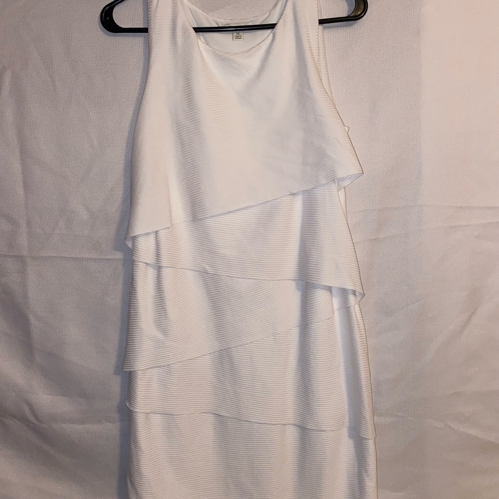 White midi ruffle dress